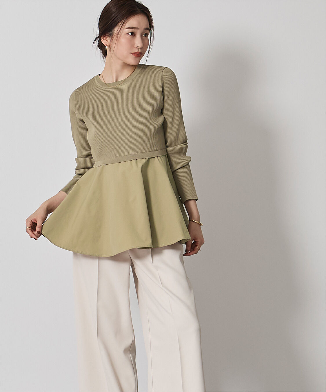 ur's「タフタペプラムドッキングニット」|ニット・セーター|