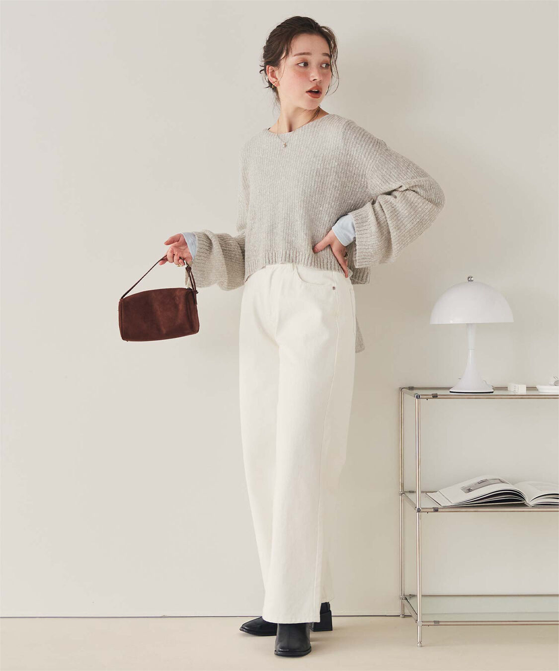 titivate「【いつきさんコラボアイテム】前後2wayリボンデザインシアーローゲージニット」|ニット・セーター|