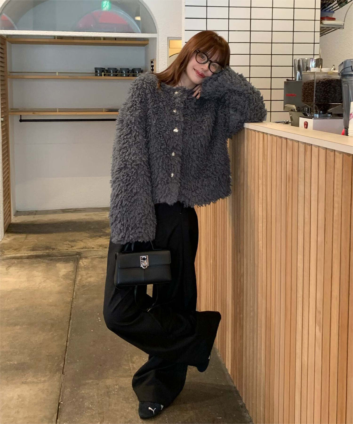 titivate「【いつきさんコラボアイテム】中綿キルティングプードルフェイクファージャケット」|ノーカラージャケット|