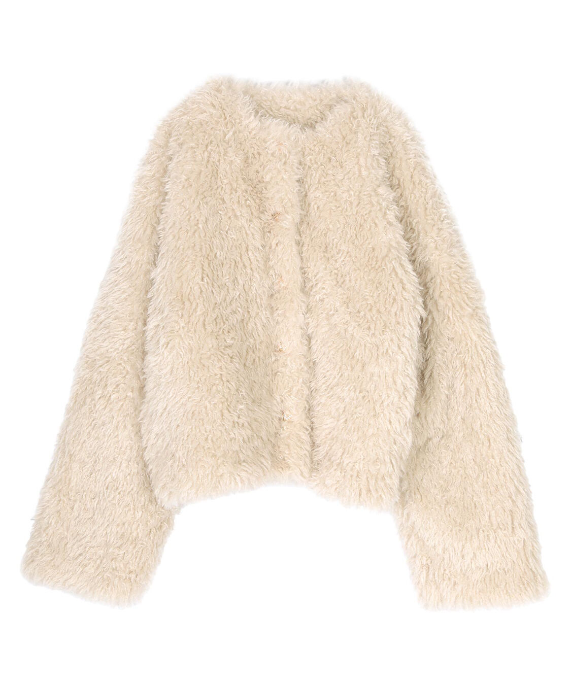 titivate「【いつきさんコラボアイテム】中綿キルティングプードルフェイクファージャケット」|ノーカラージャケット|