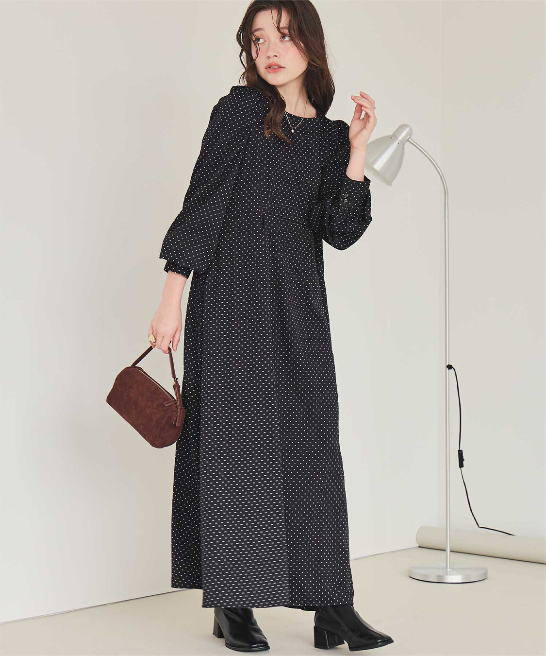 titivate「【高山直子さんコラボアイテム】ボリュームギャザースリーブフレアワンピース」|ワンピース|