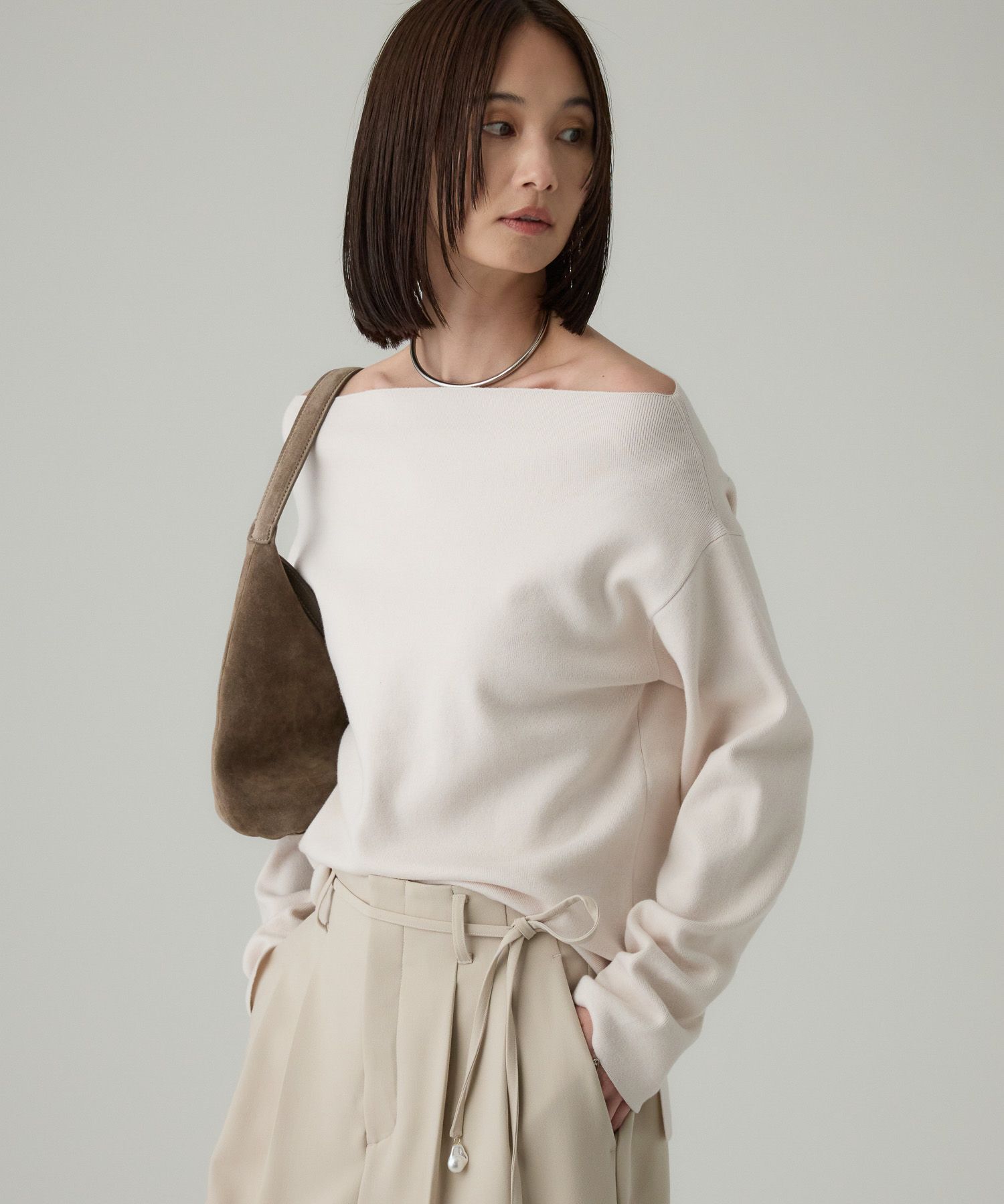 BABYLONE「オフショルハイゲージプルオーバー」|ニット・セーター|ｵﾌﾎﾜｲﾄ