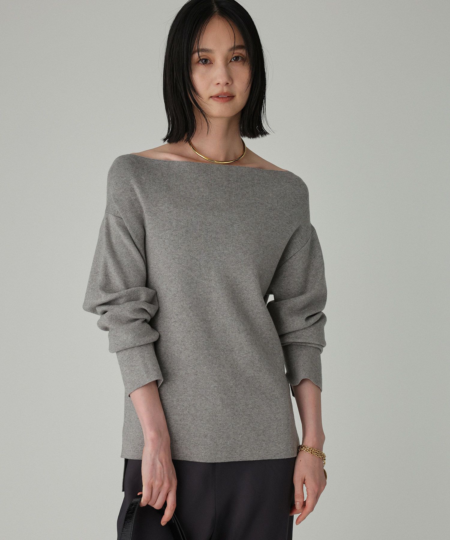 BABYLONE「オフショルハイゲージプルオーバー」|ニット・セーター|ｸﾞﾚｰ