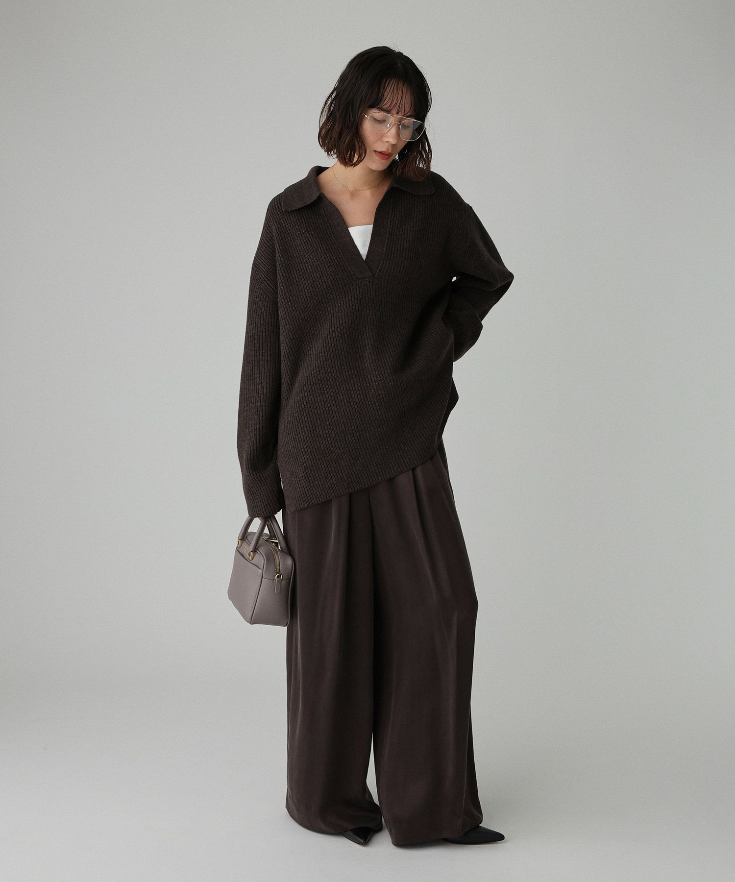 BABYLONE「スキッパーミドルゲージニットプルオーバー」|ニット・セーター|