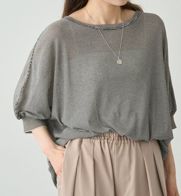  「ミジンボーダー袖口リブTシャツ」|Tシャツ・カットソー|