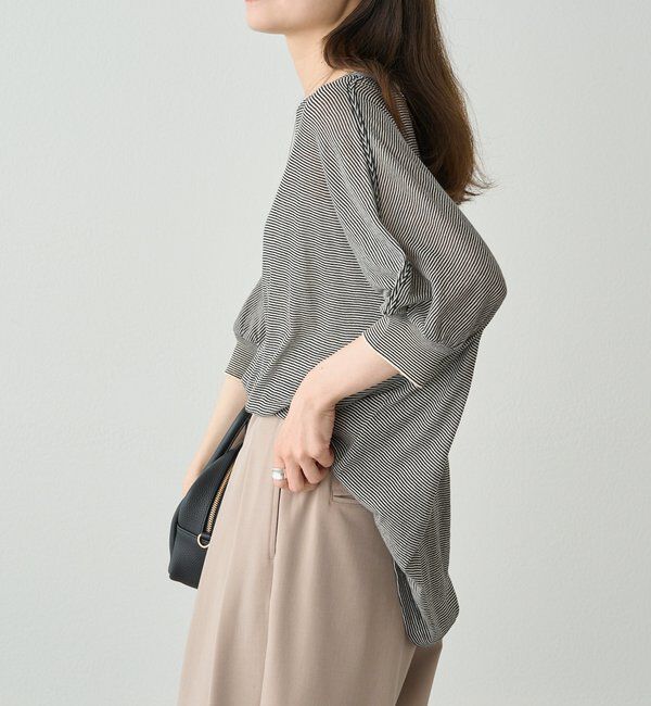  「ミジンボーダー袖口リブTシャツ」|Tシャツ・カットソー|