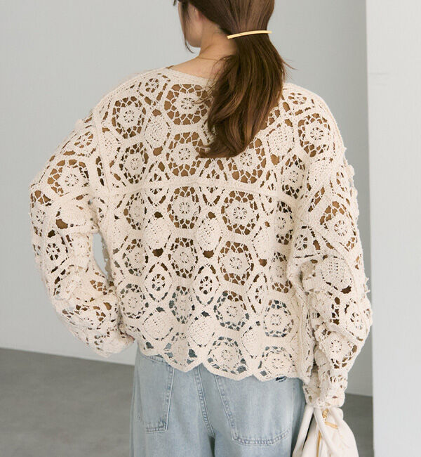  「【25AW】カギ針編み風カーディガン」|カーディガン|