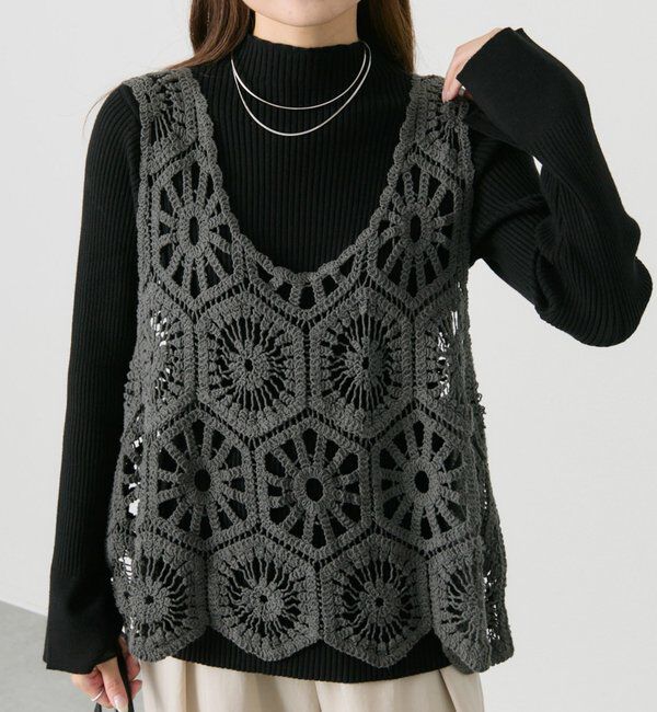  「【25AW】カギ針編み風ビスチェ」|ニット・セーター|