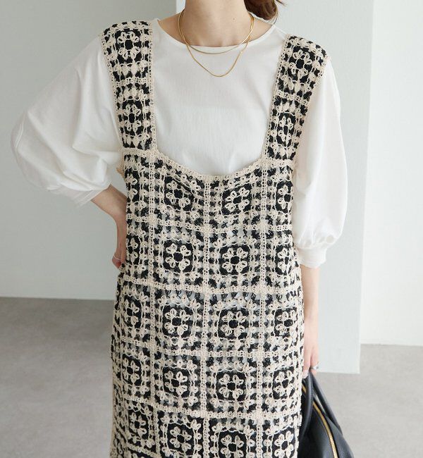  「【25AW】配色カギ針編み風ワンピース」|ワンピース|