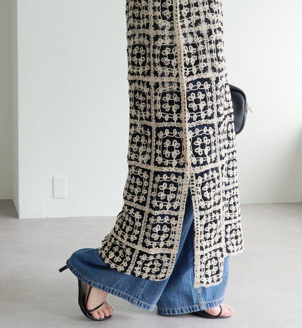  「【25AW】配色カギ針編み風ワンピース」|ワンピース|