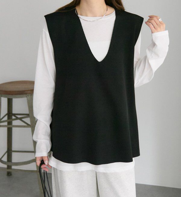  「スポンディッシュVネックニットベスト」|ニット・セーター|