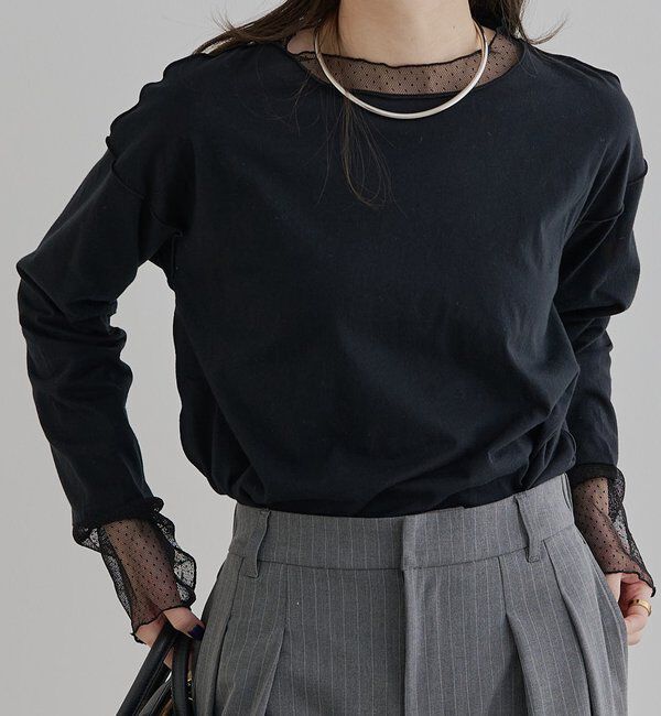  「【リバイバル】ドットチュールドッキングレイヤードカットソー」|プルオーバー|