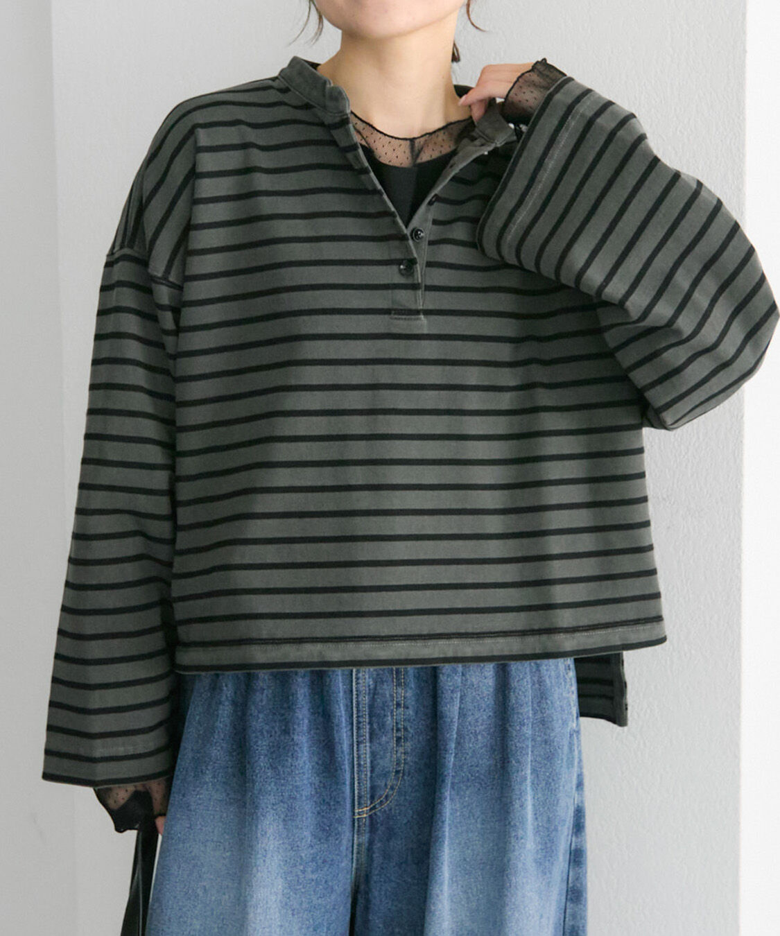  「【リバイバル】ドットチュールドッキングレイヤードカットソー」|プルオーバー|