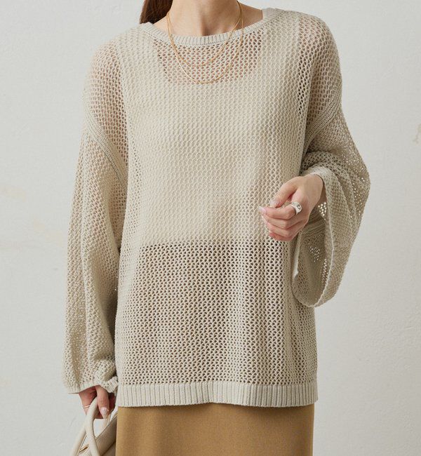  「ワイドスリーブメッシュニット」|ニット・セーター|