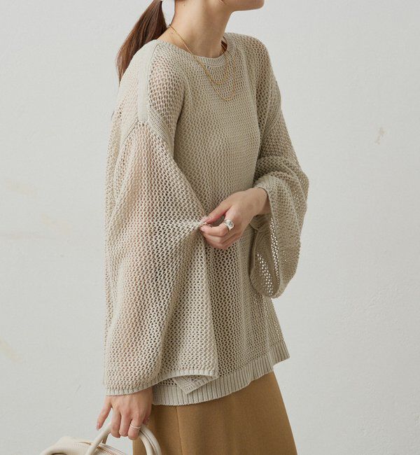  「ワイドスリーブメッシュニット」|ニット・セーター|