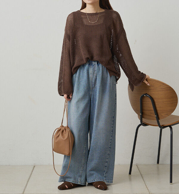  「ワイドスリーブメッシュニット」|ニット・セーター|