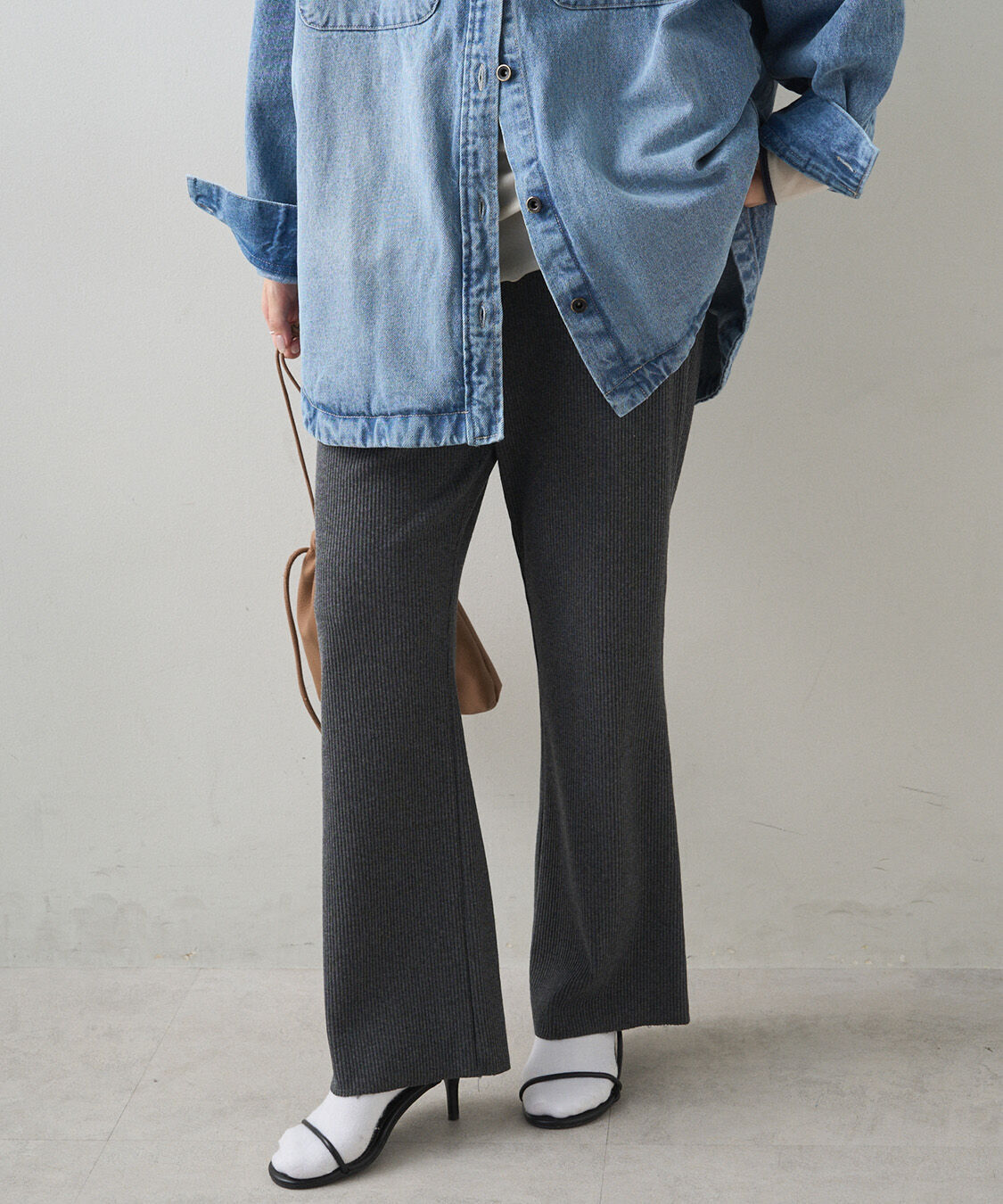  「【-3kg見え◎】微フレアリブパンツ」|その他|