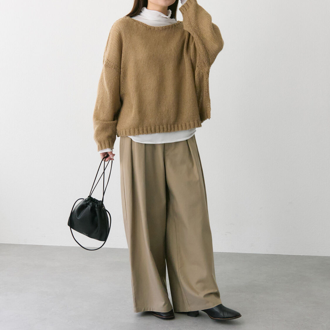  「コットンレーヨンツータックワイドパンツ」|その他|