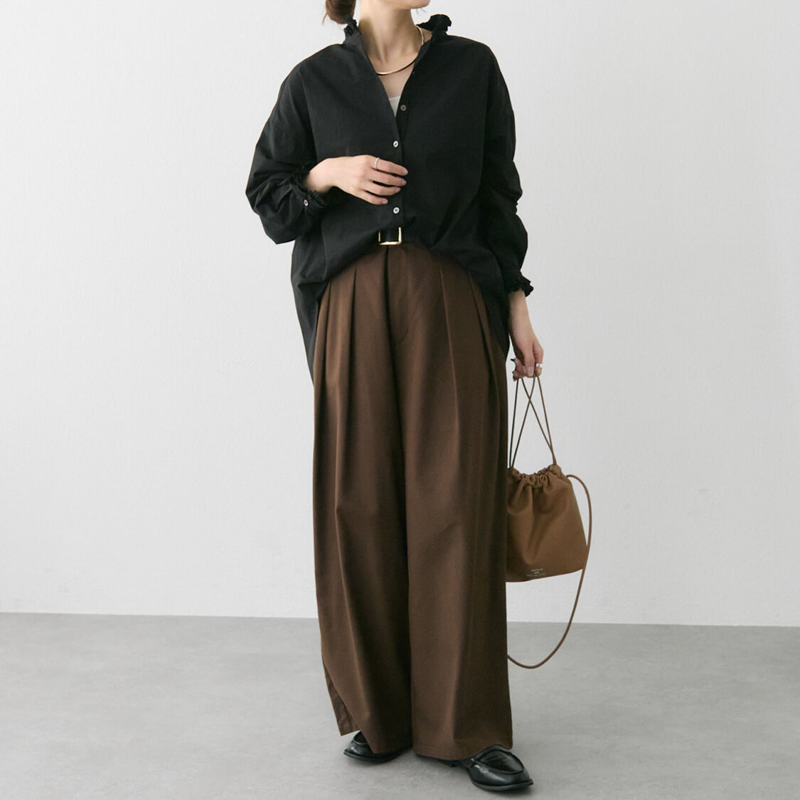  「コットンレーヨンツータックワイドパンツ」|その他|