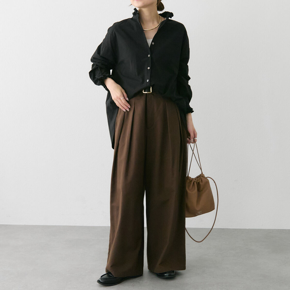  「コットンレーヨンツータックワイドパンツ」|その他|