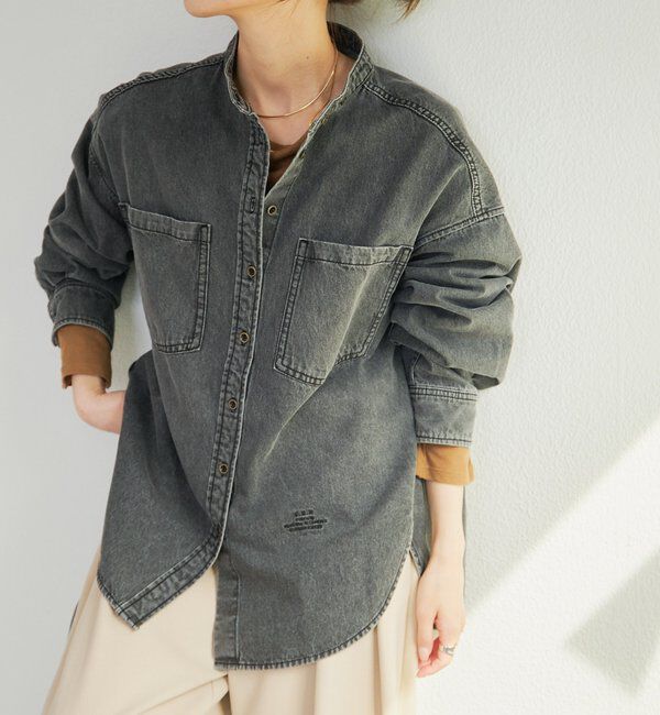  「デニムバンドカラーシャツ」|シャツ・ブラウス|