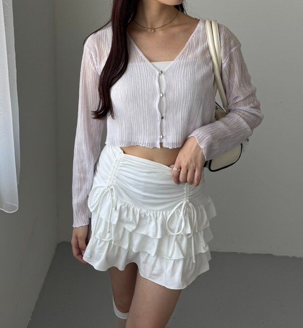  「セットで着れる／ドロストティアードミニ」|スカート|