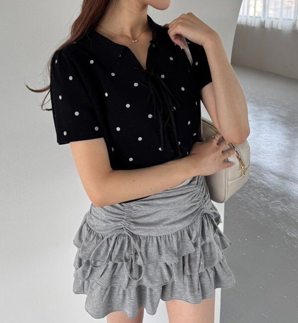  「セットで着れる／ドロストティアードミニ」|スカート|