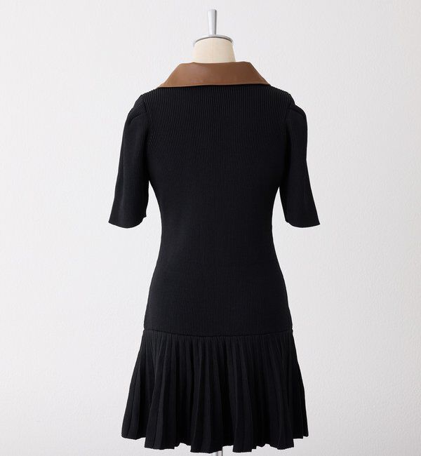  「合皮衿ニットミニワンピ」|ワンピース|