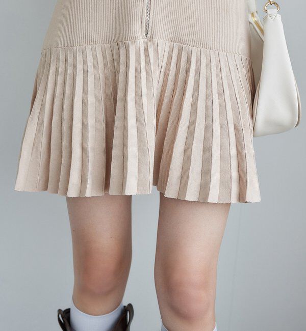  「合皮衿ニットミニワンピ」|ワンピース|