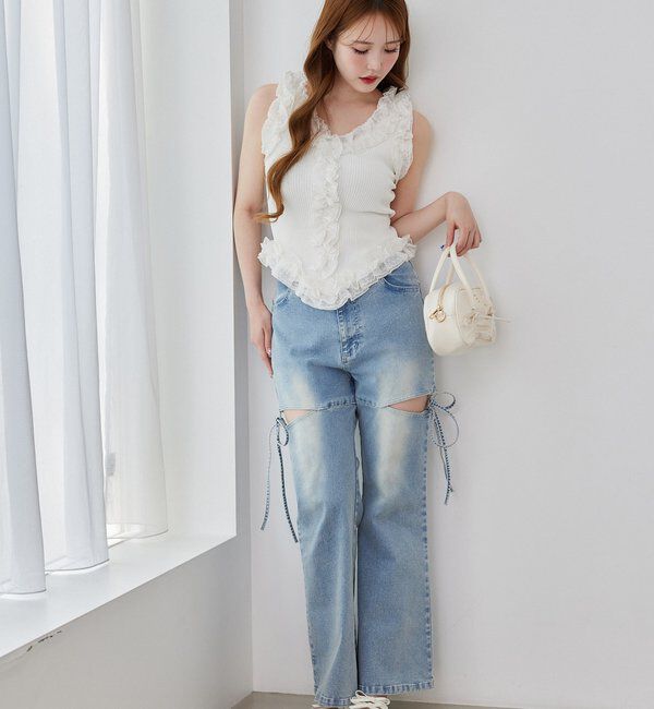  「サイドあき美脚ストレッチデニム」|その他|