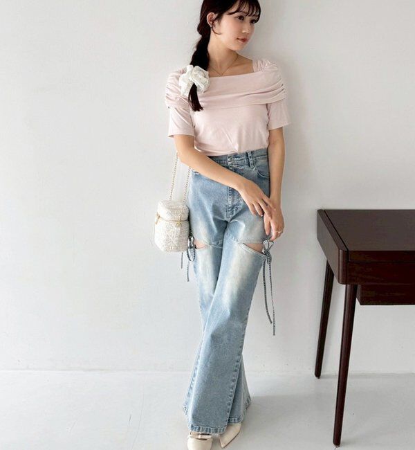  「サイドあき美脚ストレッチデニム」|その他|