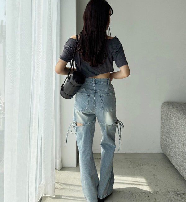  「サイドあき美脚ストレッチデニム」|その他|