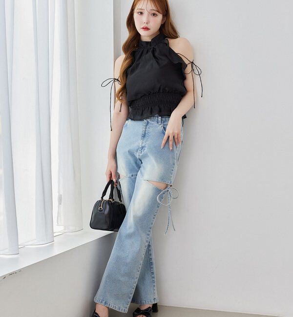  「サイドあき美脚ストレッチデニム」|その他|