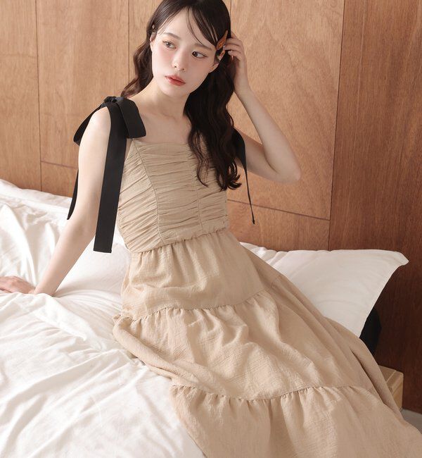  「背中あきティアードキャミワンピ」|ワンピース|