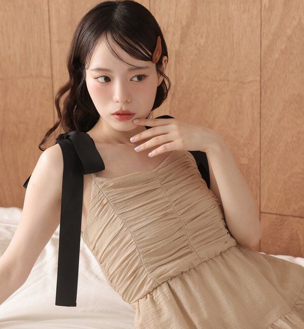  「背中あきティアードキャミワンピ」|ワンピース|