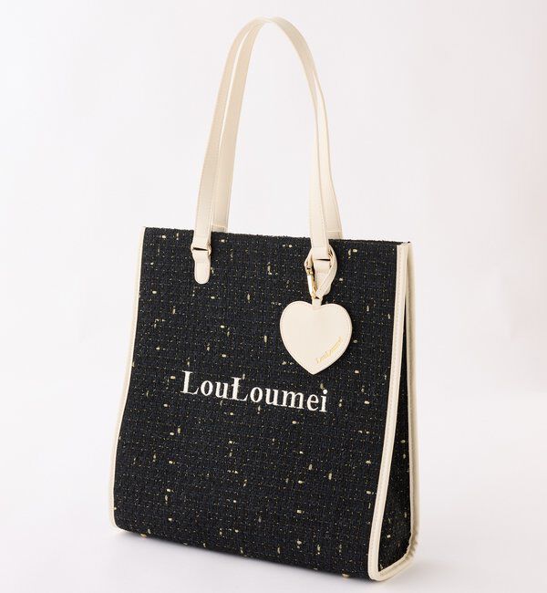  「【LouLoumei】ハートチャーム付きトートバッグ／推し活にも／自立可能」|トートバッグ|ブラック系その他