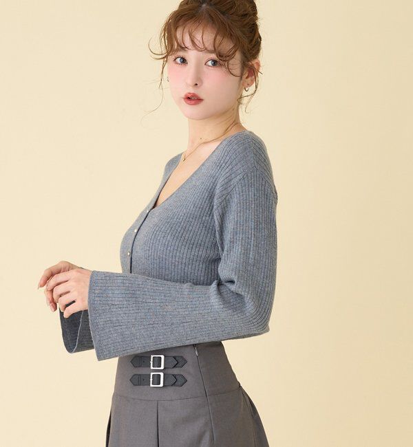  「ベル袖リブカーデ」|ニット・セーター|