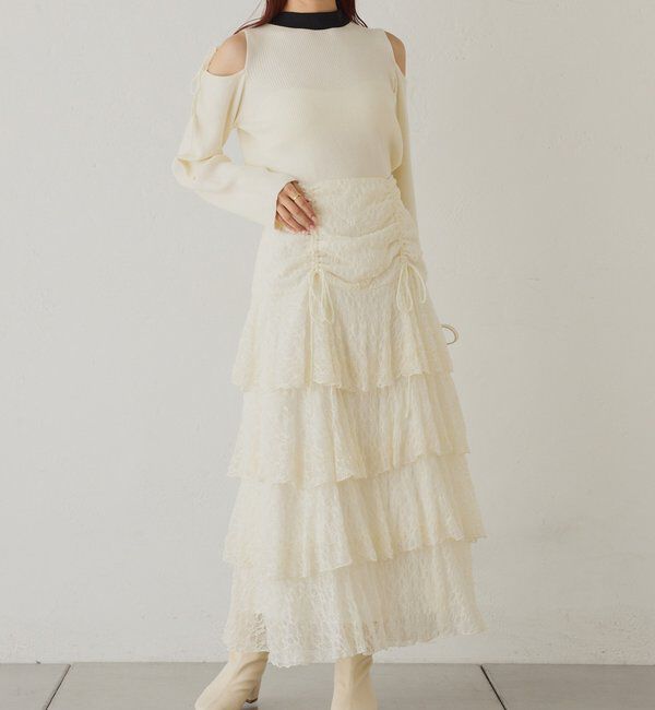  「ドロストティアードロングスカート」|スカート|