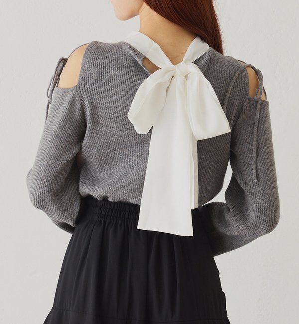  「肩あき配色ニット」|ニット・セーター|