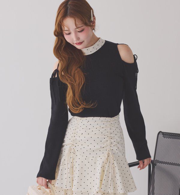  「肩あき配色ニット」|ニット・セーター|