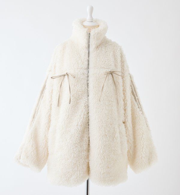  「【リバイバル】リボンボアブルゾン/リボン取り外し可能」|ダウンベスト・ベスト|