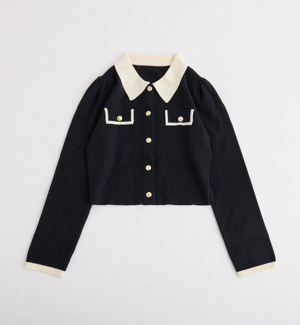  「金ボタン配色衿ニット」|ニット・セーター|