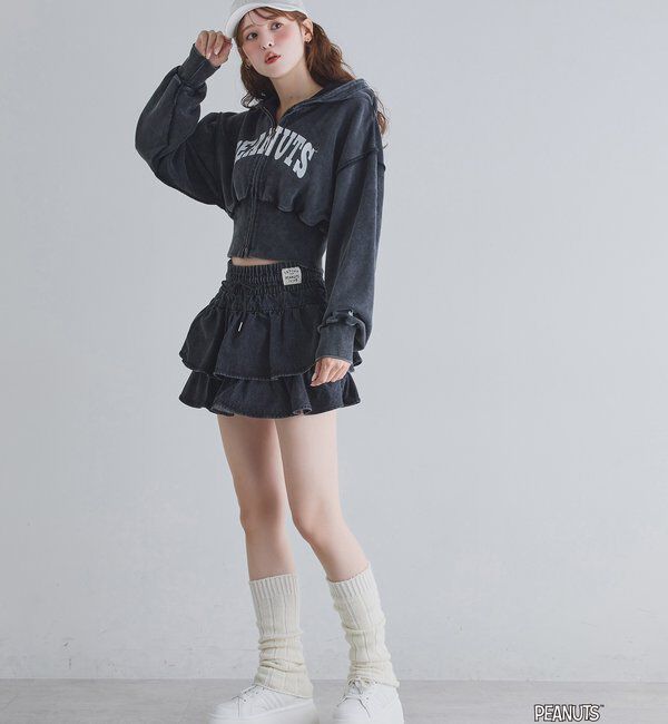  「【PEANUTSコラボ】スヌーピー刺繍入りパーカー」|パーカー|