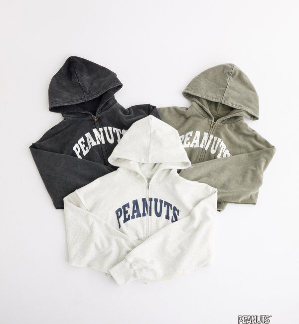 「【PEANUTSコラボ】スヌーピー刺繍入りパーカー」|パーカー|