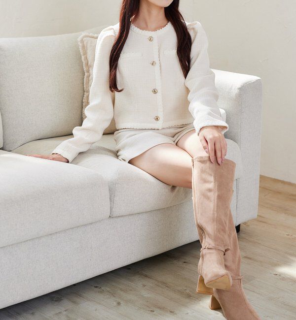  「【セットアップ対応】ノーカラーツイードジャケット」|ダウンベスト・ベスト|