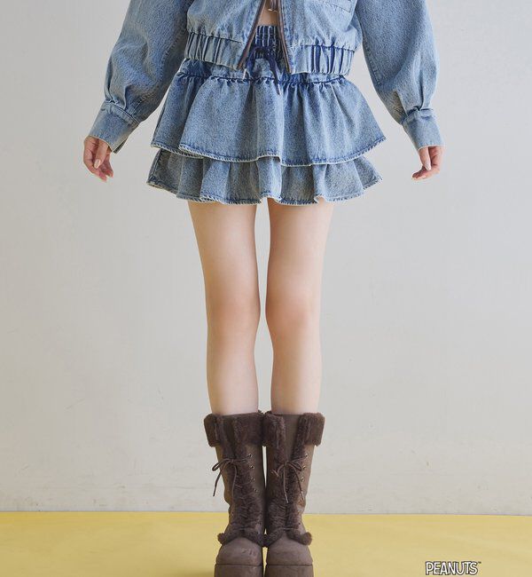  「【PEANUTSコラボ】フリルミニスカート」|スカート|