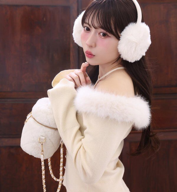  「キラキラボタンファーオフショルニット」|ニット・セーター|