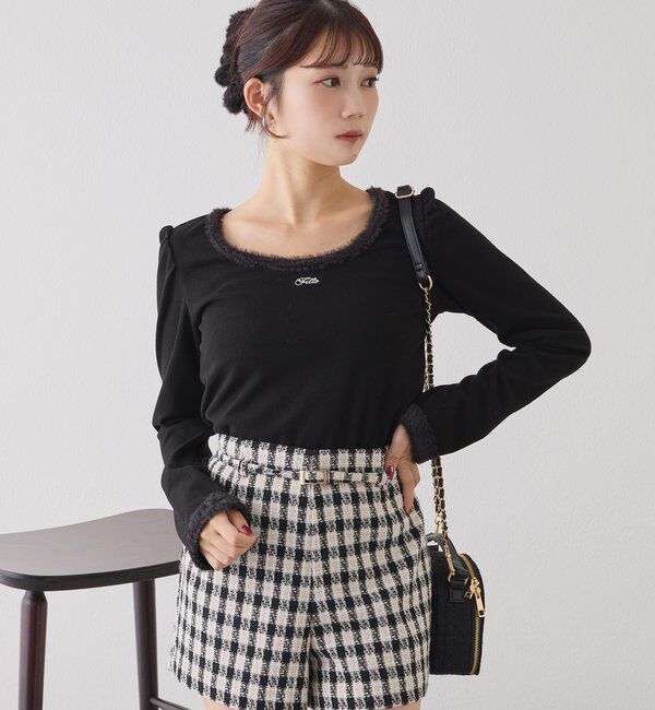  「フェザーシュシュ付きトップス」|プルオーバー|