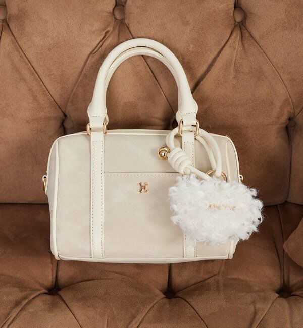  「ハートチャーム付きミニボストン」|ショルダー・メッセンジャー|アイボリー