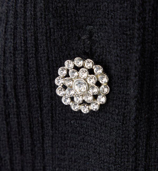  「衿ファーキラキラ釦ニット」|ニット・セーター|